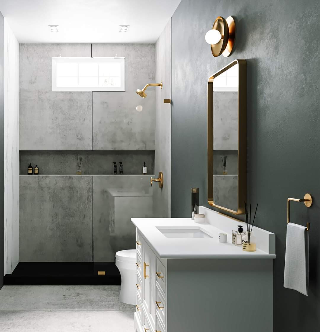 Herringbone powder room